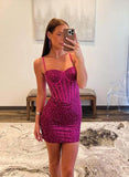 Vestidos de fiesta ajustados y cortos con lentejuelas brillantes para adolescentes, escote corazón y cuentas, vestidos de cóctel, vestidos de fiesta 