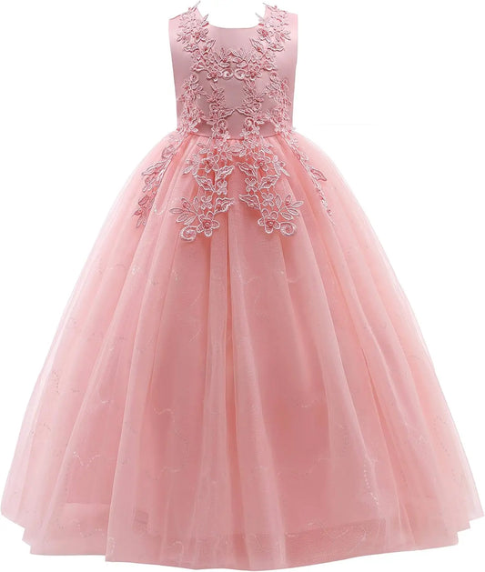 Little/Big Girls Lace Bridesmaid Dress Flower Kid Wedding Ball Gown Toddler Princess Pageant Evening Dresses princess dress