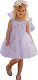 Vestidos de niña de las flores para boda, cortos, con encaje floral bordado, tul, vestido de princesa para desfile infantil, vestidos para niñas. 