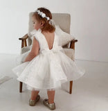 White Sparkling Flower Girl Dress Birthday Girl Dress Glitter Toddler Dress, Prom Gown, First Communion Dress, Special Occasion