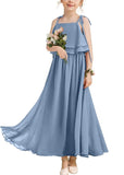 Flower Girl Dress Girls for Wedding Birthday Party Junior Bridesmaid Dress Pageant Sleeveless Chiffon Kids Maxi Daily princess dress