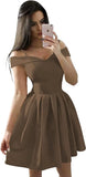 Vestidos cortos con hombros descubiertos para adolescentes (2025), vestido de fiesta con tirantes finos y bolsillos, vestido de dama de honor para fiesta de bodas. 