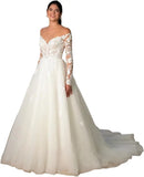 Brautkleider für die Braut Langes Spitzenapplikations-Tüll-Brautkleid Boho-Strandhochzeitskleid weißes Kleid Maßgeschneiderte Brautkleider 
