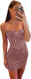 Vestidos de fiesta ajustados y cortos con lentejuelas brillantes para adolescentes, escote corazón y cuentas, vestidos de cóctel, vestidos de fiesta 