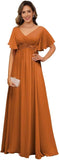 Plus Size Short Sleeves Mother of The Bride Dresses for Curvy Women V Neck Formal Dresses with Pockets Bridesmaid Dress Gowns