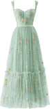 Maßgeschneiderte Damen-Ballkleider mit Blumenstickerei und Tüll, teelanges Korsett, A-Linie, Fee, formelles Abendkleid, Partykleid, Brautjungfer 