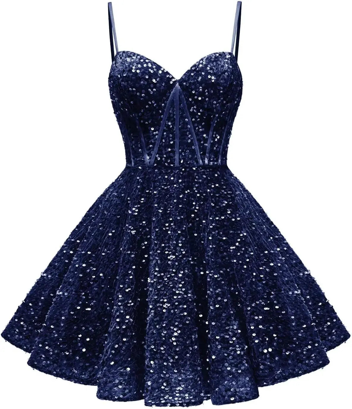 Spaghetti Straps Sequin Homecoming Dress Short Prom Gown with Pockets Spaghetti Straps Sequin Homecoming Dress Short Prom Gown with Pockets
