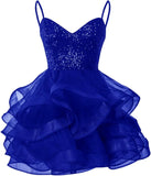 Vestidos de fiesta de tul para adolescentes, con tirantes finos y lentejuelas, vestidos de fiesta cortos, minivestidos de cóctel en capas, vestidos de dama de honor 