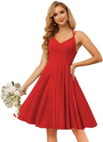 Chiffon V Neck Bridesmaid Dress with Pleated Bodice A Line Chiffon Short Prom Homecoming Dress for Women cocktail dresses