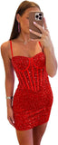 Vestidos de fiesta ajustados y cortos con lentejuelas brillantes para adolescentes, escote corazón y cuentas, vestidos de cóctel, vestidos de fiesta 