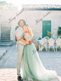 Off-shoulders bridal gown Corset wedding dress Princess bridal Sage mint ball gown 2025 evening party dresses
