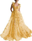 Women's 3D Butterfly Prom Dresses Tulle Ball Gown Fairy Corset Long Slit Lace Applique Formal Evening Dress party dresses