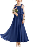 Flower Girl Dress Girls for Wedding Birthday Party Junior Bridesmaid Dress Pageant Sleeveless Chiffon Kids Maxi Daily princess dress