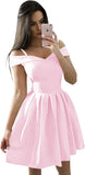 Vestidos cortos con hombros descubiertos para adolescentes (2025), vestido de fiesta con tirantes finos y bolsillos, vestido de dama de honor para fiesta de bodas. 