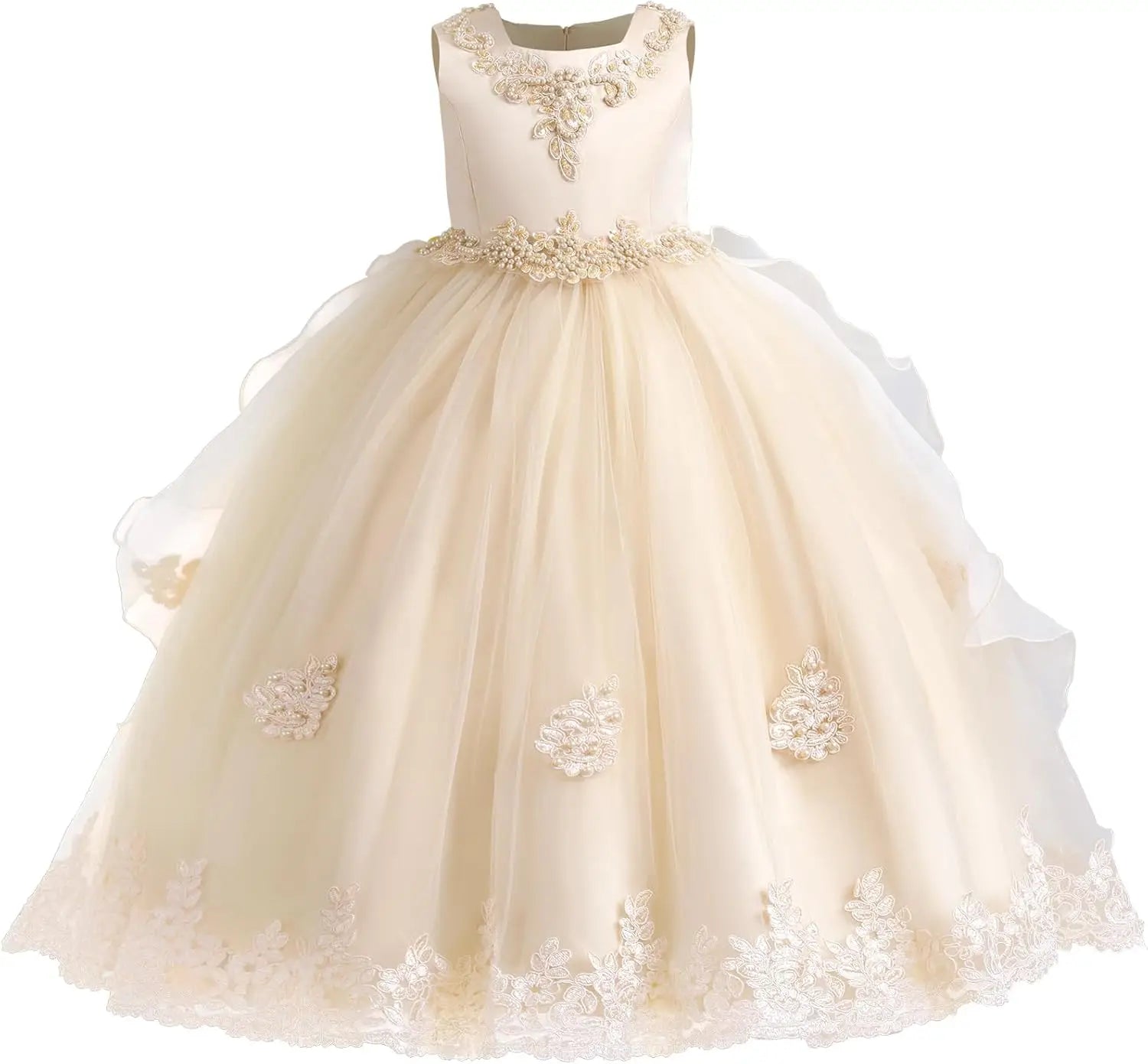 Blumenmädchenkleid Prinzessin Puffy Tüllkleider Brautjungfer Hochzeit Kommunion Geburtstagsfeier Festzug Maxi Ballkleid für Kinder