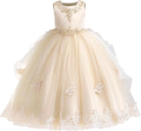 Blumenmädchenkleid Prinzessin Puffy Tüllkleider Brautjungfer Hochzeit Kommunion Geburtstagsfeier Festzug Maxi Ballkleid für Kinder