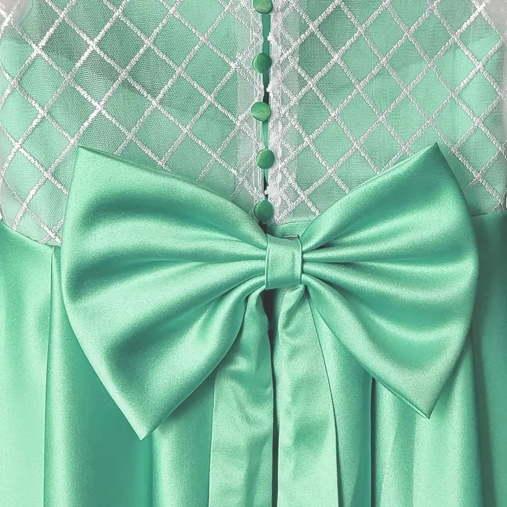 Ball With Bow Satin Floor Length Girl Kids Birthday Party First Holy Communion Gowns Elegant Flower Girl Dresses for Wedding
