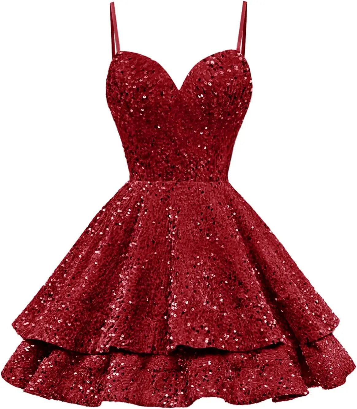 Tiered Sequin Homecoming Dresses Short for Teens 2025 Spaghetti Straps A-Line Prom Dress mini dress  party dresses