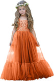 Blumenmädchenkleid Spitze/Tüll Boho Kleinkindkleider Rüschenmädchenkleid für Hochzeit Gartenparty Kommunion Strand Prinzessinnenkleid 