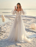 Vestidos de novia con apliques de encaje para novia 2025, vestidos de novia para bodas en la playa para mujeres, vestido de novia de talla grande 