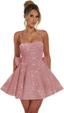Maßgefertigte Damen-Heimkehrkleider mit quadratischem Ausschnitt und Pailletten für Teenager, A-Linie, kurzes Abschlussballkleid, Hochzeitsfeierkleid, Clubwear, Cocktailkleid 