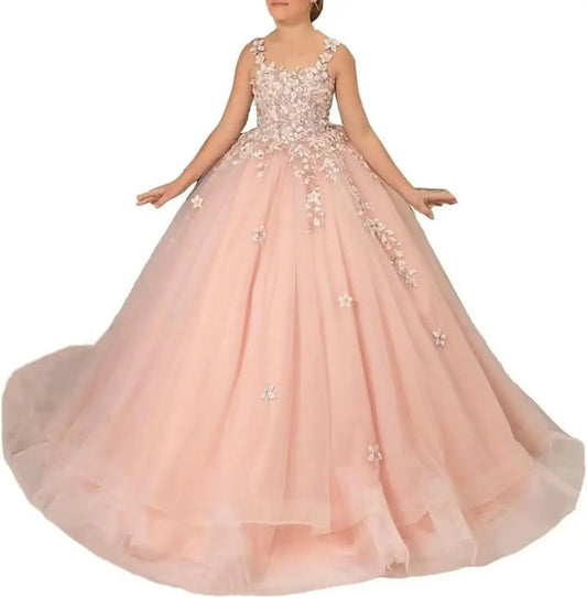 Vestidos de niña de las flores para boda, encaje, princesa, primera comunión, vestidos formales, tul, desfile, vestidos de baile, vestido de princesa 