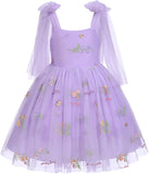 Blumenmädchenkleid, ärmellos, Spaghettiträger, floral bestickt, Prinzessinnenkleid, Kleinkind, Geburtstagsparty, Fee, Tüllkleid 