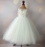 Blumenmädchenkleid elfenbein, Bodenlänge, Volle Länge, Erstkommunionkleid, Babykleid, Spitzenkleid, Hochzeitsprinzessinnenkleid 