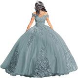Luxury Off Shoulder Quinceanera Dresses Puffy Floral Lace Beaded Prom Dresses Sweet 15 16 Ball Gown with Train Quinceanera Gowns