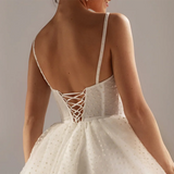 Elegant White Suspender Wedding Dress Tulle Wavy A-shaped Skirt Bride's Romantic Dress with Halter Strap Vestidos De Novia
