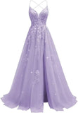 Tüll-Spitzen-Applikationen, Ballkleid, langes Ballkleid für Damen, Spaghettiträger, Korsett, rückenfreies Abendkleid 