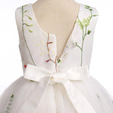 Floral Embroidered Tulle Dress Girls Sleeveless Birthday Wedding Pageant Party Formal Long Tutu Dresses princess dress