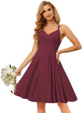 Chiffon V Neck Bridesmaid Dress with Pleated Bodice A Line Chiffon Short Prom Homecoming Dress for Women cocktail dresses