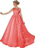 Princess Dress Tulle Lace Flower Girl Dress for Wedding Applique Princess Pageant Dress Long Party Ball Gown with Cape Sleeves