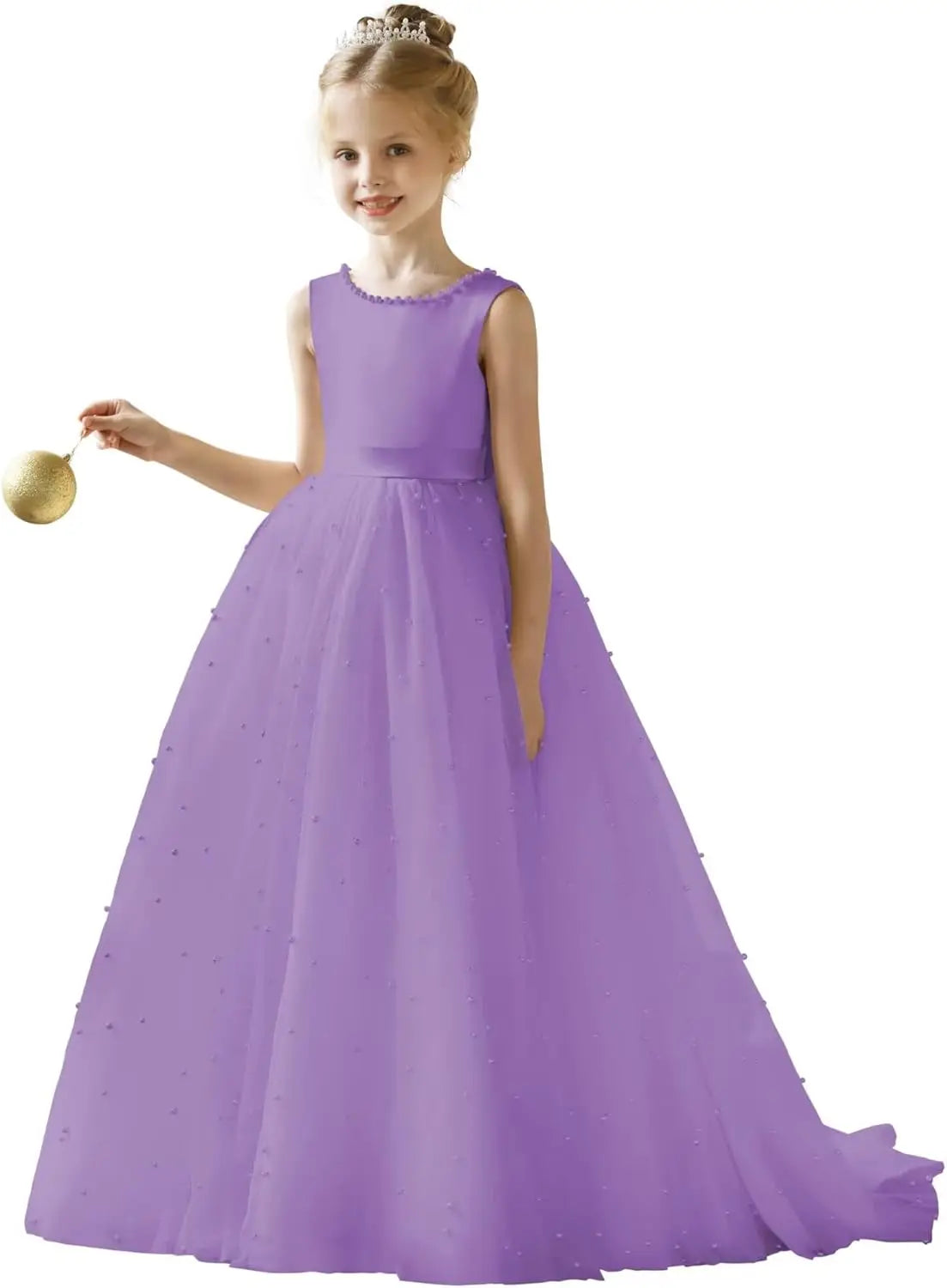 Flower Girl Tulle Tutu Dress for Kids Wedding Girl First Communion Pageant Dresses Princess Prom Ball Gowns with Bow