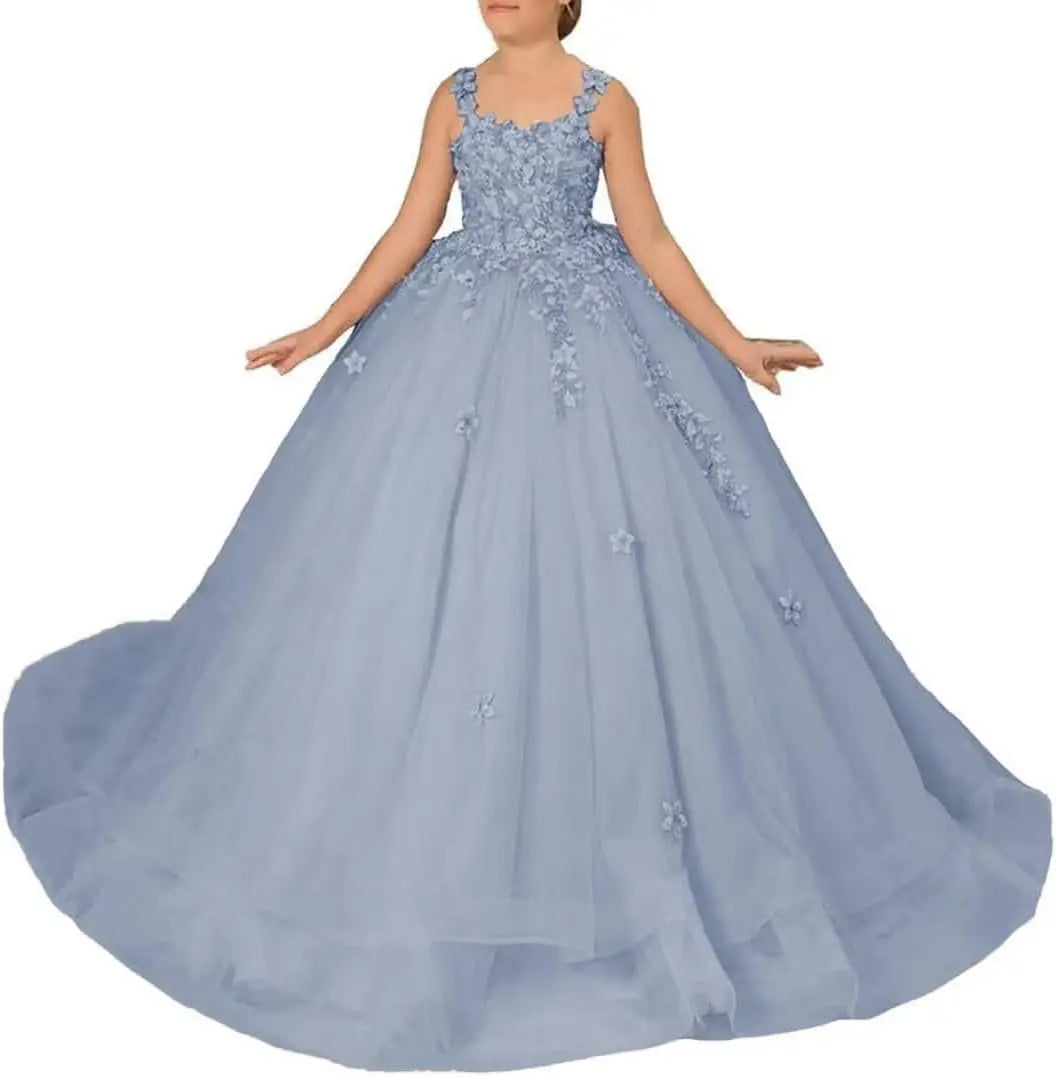 Blumenmädchenkleider für Hochzeit Spitze Prinzessin Erstkommunion Abendkleider Tüll Festzug Ballkleider Prinzessinnenkleid 