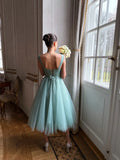 Tulle Tea-Length Prom Dresses High Quality Sweetheart Spaghetti Straps Party & Vacation Wear Elegant Plain A-line Evening Gowns