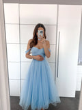 Tulle Tea-Length Prom Dresses High Quality Sweetheart Spaghetti Straps Party & Vacation Wear Elegant Plain A-line Evening Gowns