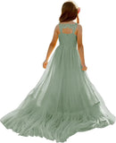 Boho Flower Girl Dress for Wedding 2025 Floor Length Elegant Lace Applique First Communion Dresses