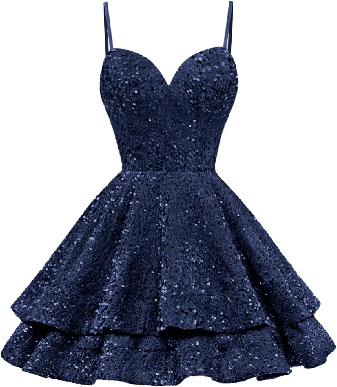 Tiered Sequin Homecoming Dresses Short for Teens 2025 Spaghetti Straps A-Line Prom Dress mini dress  party dresses