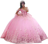 3D Butterfly Quinceanera Dresses Ball Gown Off Shoulder Sweet 15 16 Dresses Sparkly Tulle Beaded Party Gown party dress