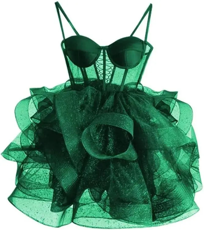 Organza Tüll Homecoming Kleider Spaghettiträger Lagen Kurzes Ballkleid Sweetheart Cocktailkleid Cocktailkleid 