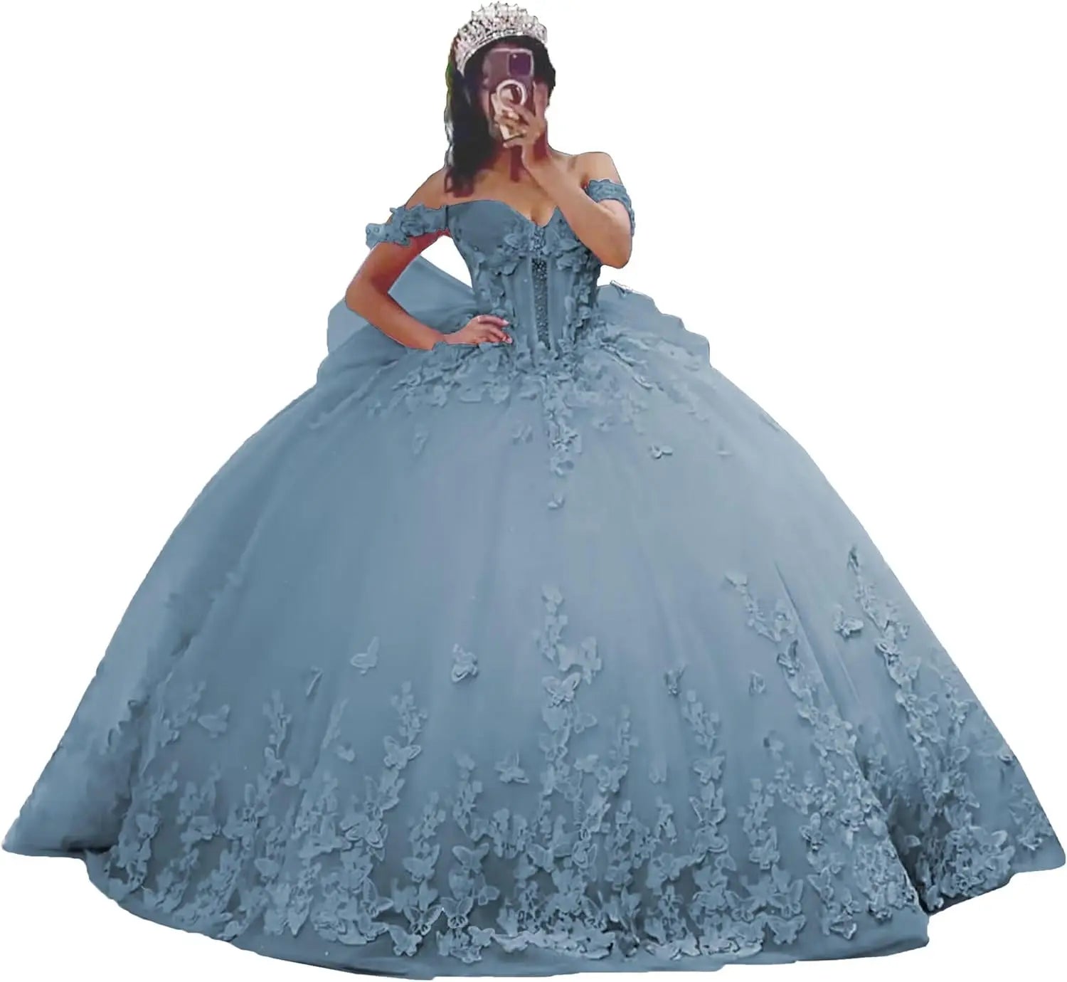 3D Butterfly Quinceanera Dresses Ball Gown Off Shoulder Sweet 15 16 Dresses Sparkly Tulle Beaded Party Gown party dress