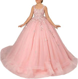 Blumenmädchenkleider für Hochzeit Spitze Prinzessin Erstkommunion Abendkleider Tüll Festzug Ballkleider Prinzessinnenkleid 