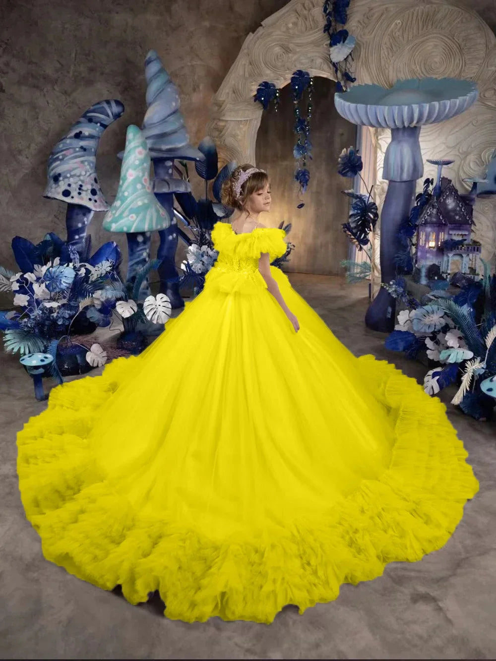 Wedding Ruffles Floor Length Girl Kids Birthday Ball Gown First Holy Communion Gowns Customized Princess Flower Girl Dresses