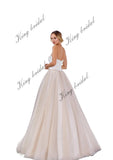 Perlenbesetztes Spitzen-Brautkleid mit Cape Tüll-Brautkleid Schulterfrei Brautkleid Individuelle Brautkleider Nude A-Linie Brautkleid 
