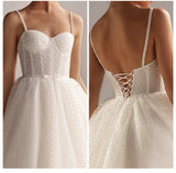 Elegant White Suspender Wedding Dress Tulle Wavy A-shaped Skirt Bride's Romantic Dress with Halter Strap Vestidos De Novia