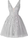 V Neck Short Homecoming Dresses for Teens Lace Tulle Prom Dress Cocktail Party Dress short prom dress  party dresses