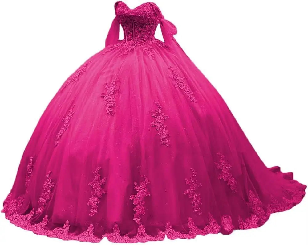 Off Shoulder Quinceanera Dresses Puffy Tulle Ball Gowns for Vestido de 15 años Lace Appliques Prom Dress prom dresses