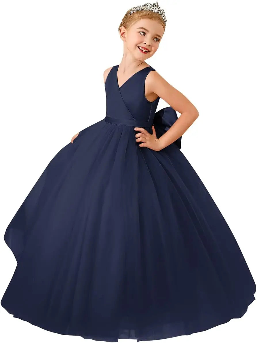 Flower Girls Satin Tulle Princess Pageant Dress for Wedding Kids Party Prom Ball Gowns Dresses princess dress girls party dress